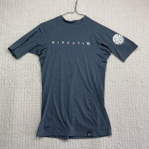 Rip Curl Dawn Patrol Rash Guard Men Sz M Blue Short Sleeve Surf Shirt UPF 50+